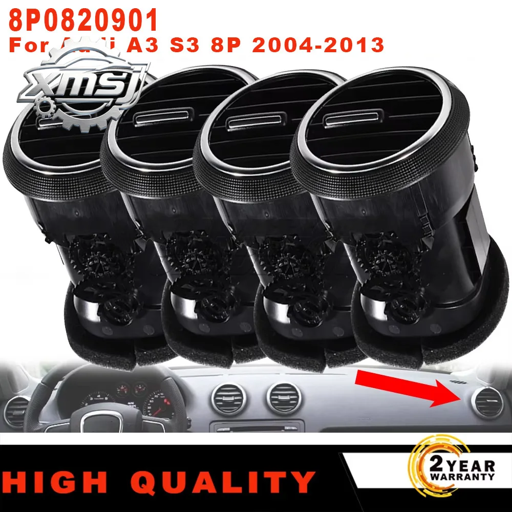 

Para Audi A3 S3 8P 2004-2013 nuevo 4 Uds tablero frontal ventilación aire acondicionado AC rejilla difusor Panel 8P0820901 acces