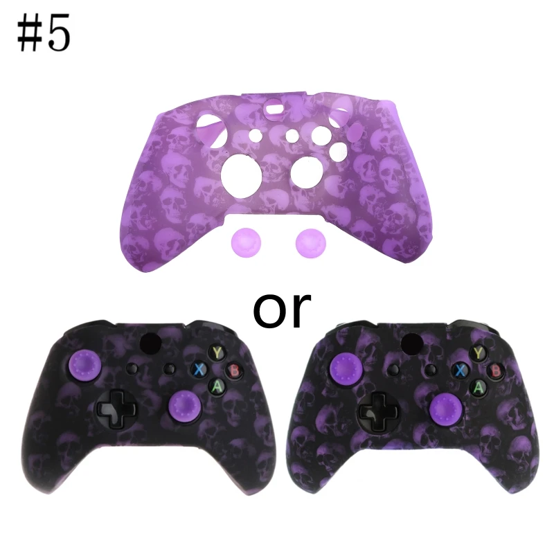 Skull Silicone Flexible Rubber for shell Cover for xbox One X S Controller for CASE Video Game Controller with Joystick