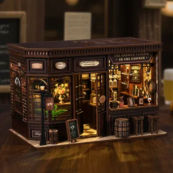 DIY Miniature Wooden Dollhouse Kit with LED Lighting 3