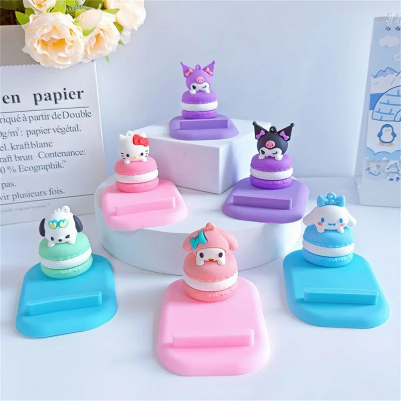 Cinnamoroll Anime Kawaii Sanrio Ins figura perezoso escritorio soporte para teléfono móvil lindo Hello Kitty My Melody adornos soporte regalos juguete