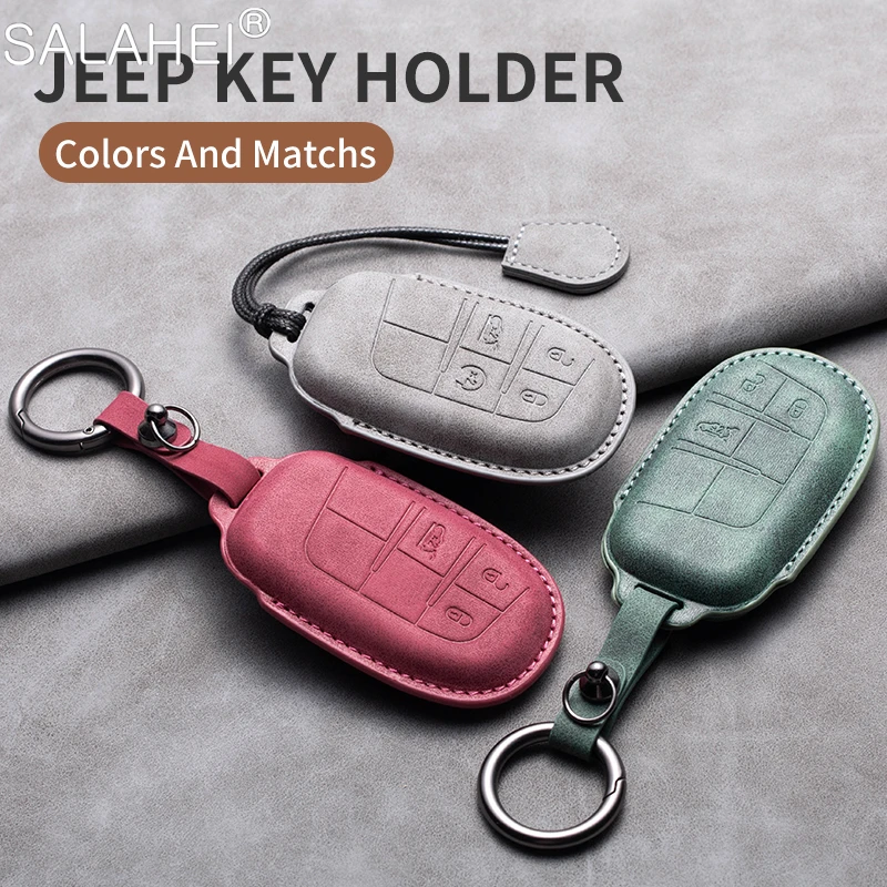 

Leather Car Key Case Cover Fob Protector Shell For Jeep Grand Cherokee Dodge Ram 1500 Journey Charger Dart Challenger Durango