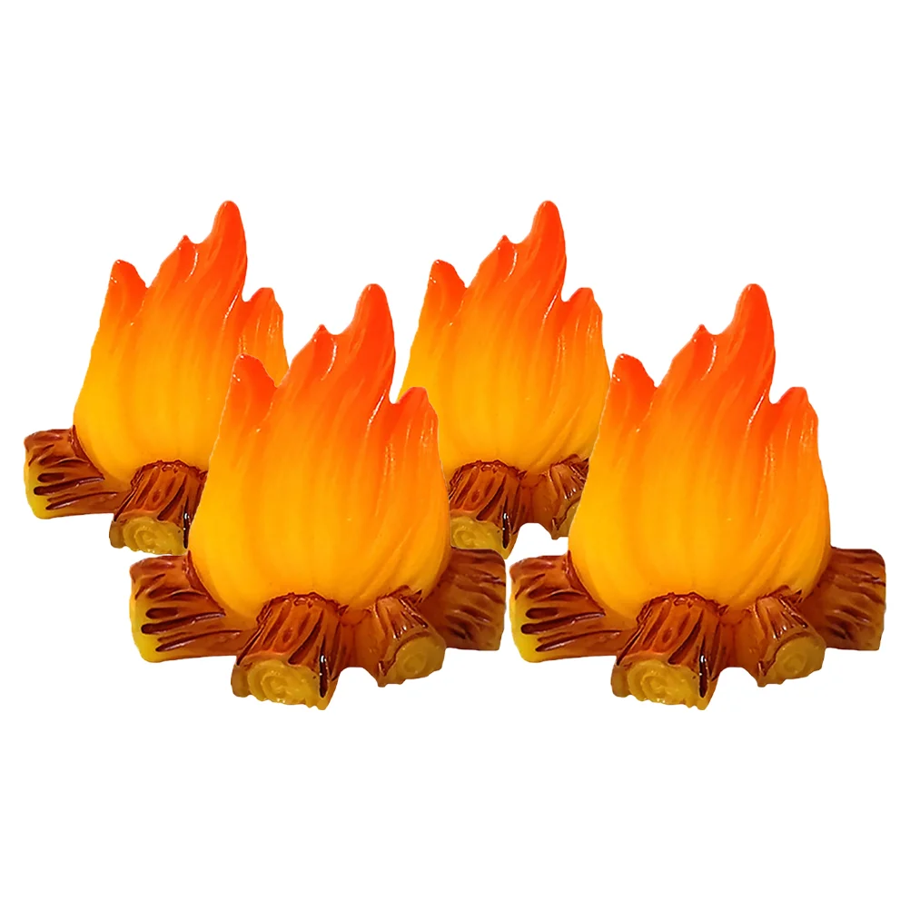 

4 Pcs Bonfire Decoration Fake Camp Campfire Ornament Fireplace Halloween Flames Dollhouse Toy Room Artificial