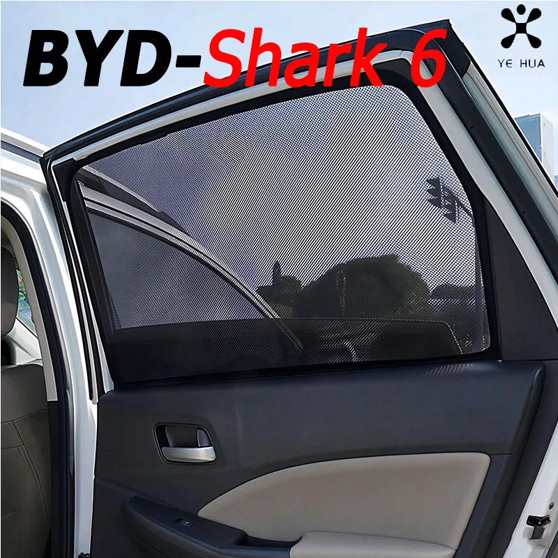 For BYD Shark 6 2025 Pickup Car Magnetic Window Sunshade Uv Protection Mosquito Prevent Mesh Shade Screen Interior Accessories