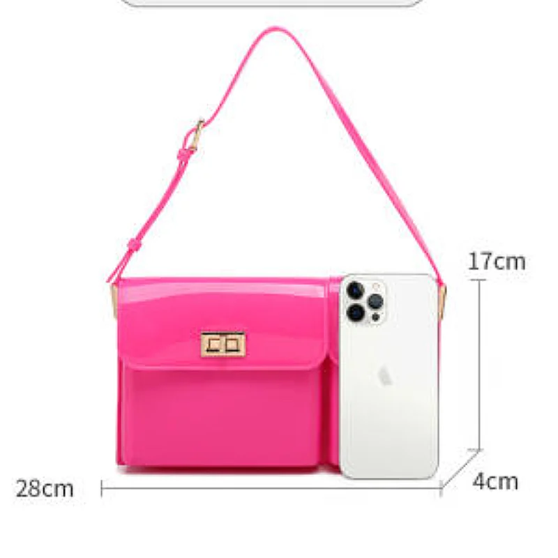 New PVC Jelly Bags Fashion Female Shoulder Bags Divided Handbags Durable Dirt Easy Wash Leisure Small Square Bags Crossbody Bags