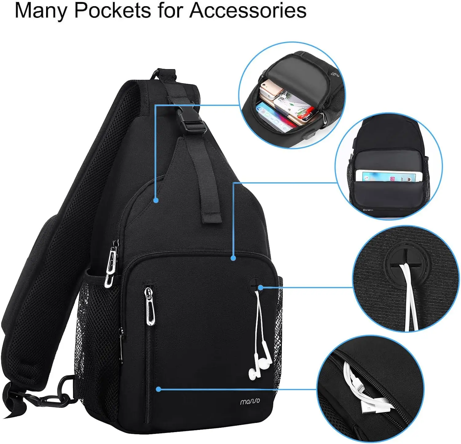 New Chest Bag With USB Charging Port Outdoor Travel Hiking Sling Backpack Men Handbag Crossbody Shoulder Bag Women Sports Pack