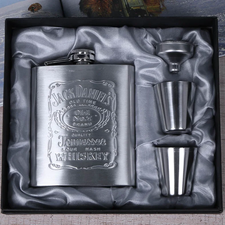 

7 унций крутой фляга для мужчин, подарок отцу, чашки-воронки из нержавеющей стали, портативная кружка для виски, наборы фляги и воронки