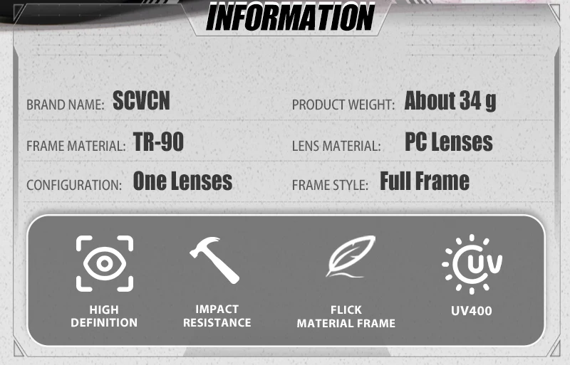 SCVCN Sportbrille UV400 Radsport-Sonnenbrille für Herren und Damen Modische Shades MTB Mountainbike Rennrad 2026 Eyewear Schutzbrille – Detail 2