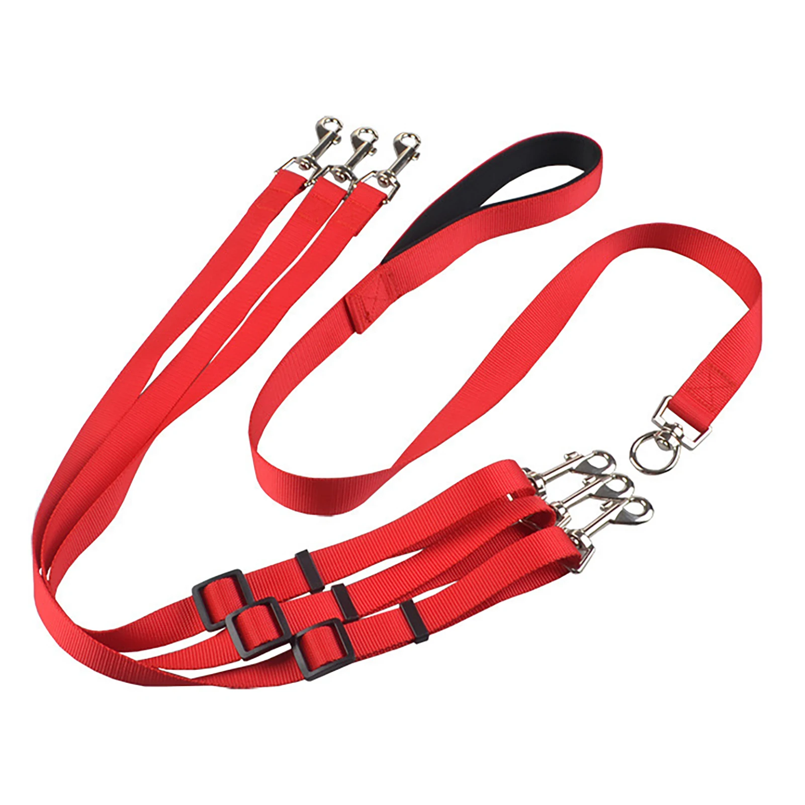 Dog Triple Head Leash Set with Adjustable One-to-Three Leash Nylon