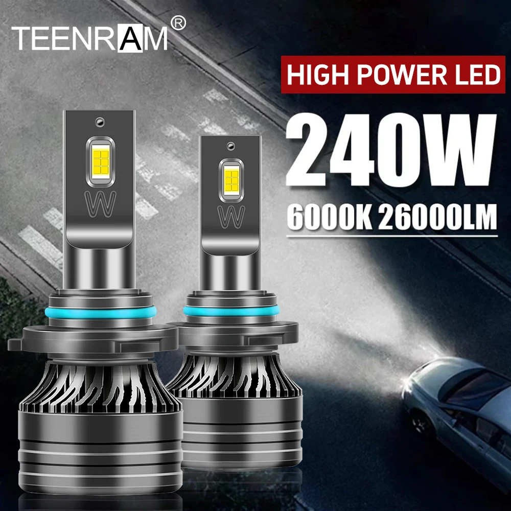 26000LM H7 H11 LED Headlight Bulbs 240W High Power 9005 HB3 9006 HB4 H4 Front Lamps 6000K White 12V External Drive Car Lights