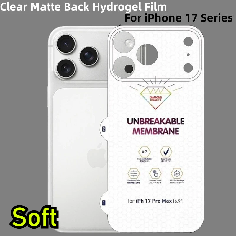 1–3 Stück klare, matte Rückseite, weiche Hydrogelfolie für iPhone 17 16 Pro Max, Luft, vollständige Abdeckung, Kameraobjektiv, Displayschutzfolien, kein Glas