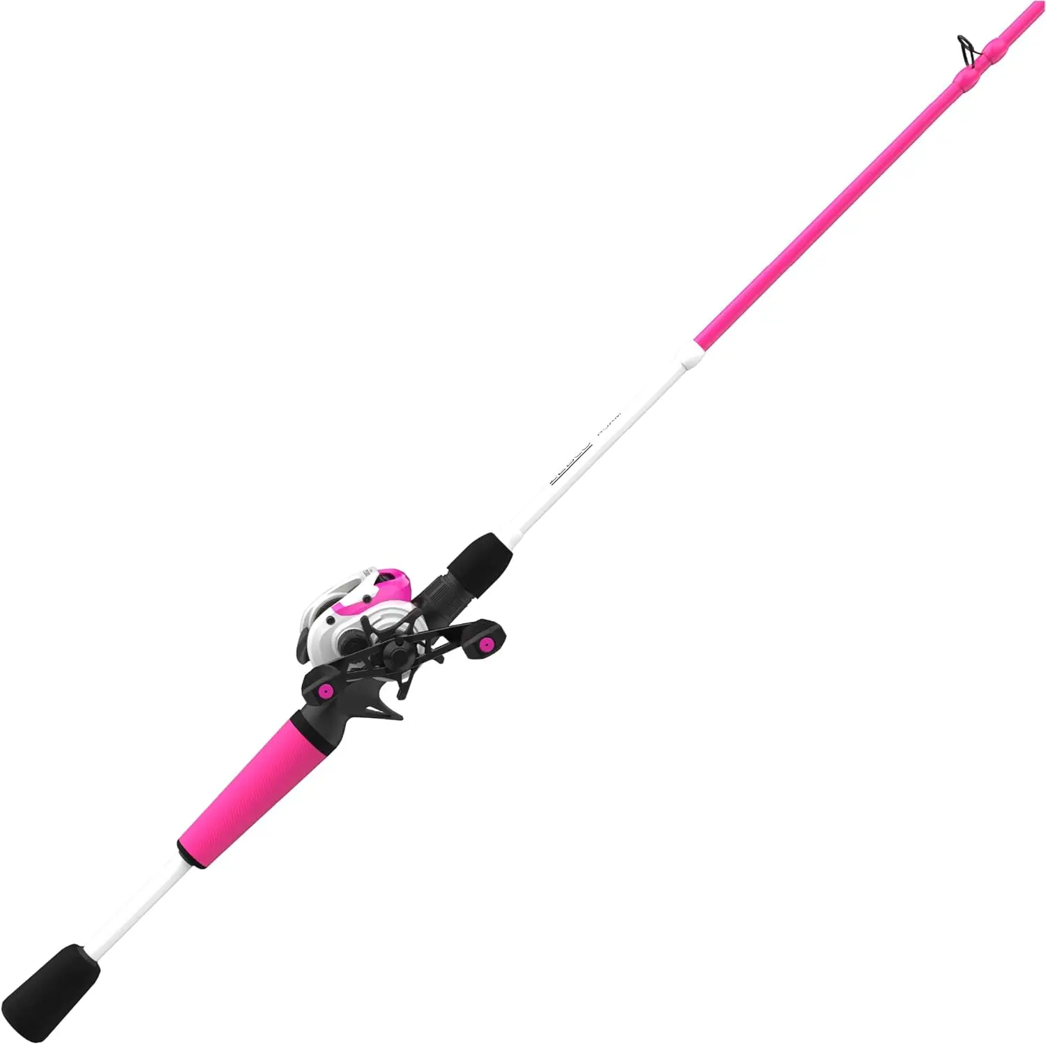 Baitcast Reel and Fishing Rod Combo, 6-Foot 6-Inch 2-Piece Rod, DynaMag Cast Control, 6.1:1 Gear Ratio, 12-Pound LinePink, Right