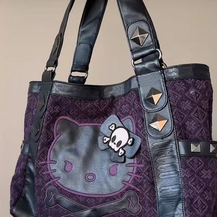 

HelloKitty периферийная винтажная фиолетовая сумка KT cat, милая, крутая, пикантная, в стиле девушки, осенне-зимняя сумка на плечо
