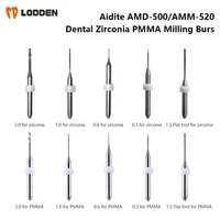 Fresas dentales Aidite AMD-500 AMM-520, fresa con revestimiento de diamante CC, taladro de diámetro 2,0/1,0/0,6/0,3mm para circonita PMMA