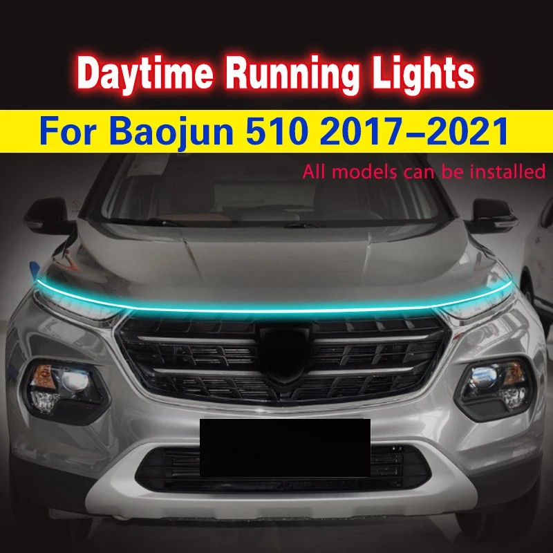 For Baojun 510 2017-2021 Car LED Daytime Running Light DRL Decorative Lamp Fog Lamp Waterproof Flexible Light Strip Ambient Lamp