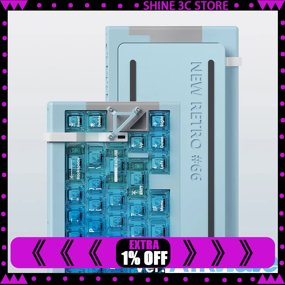 

DEADLINE NewRetro#66v2 Ver.Hutt/Wave Mechanical Keyboard Kit New Liner Structure Electrostatic Coating Mechanical Keyboard Set