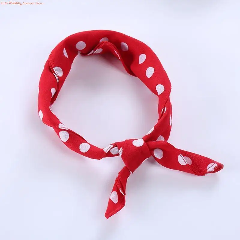 G92D 55x55cm Women Unisex Vintage Large Polka Dot Square Scarf Cotton Sport for Head