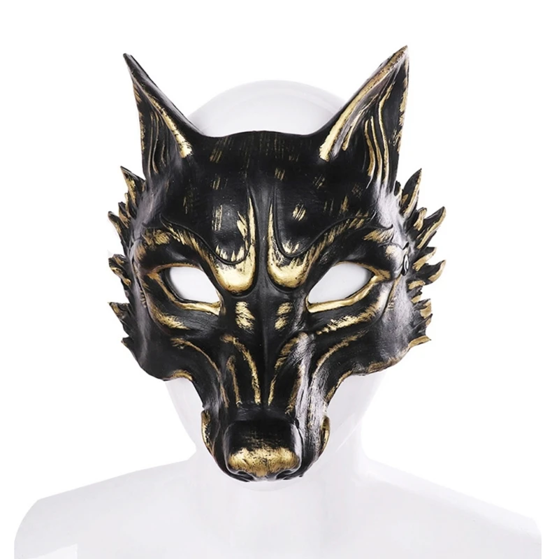 Máscara 3D de Lobisomem Meia Face para Adultos, Cosplay de Halloween, Cabeça de Lobo, Animal Assustador, Mascarada, Traje para Homens e Mulheres