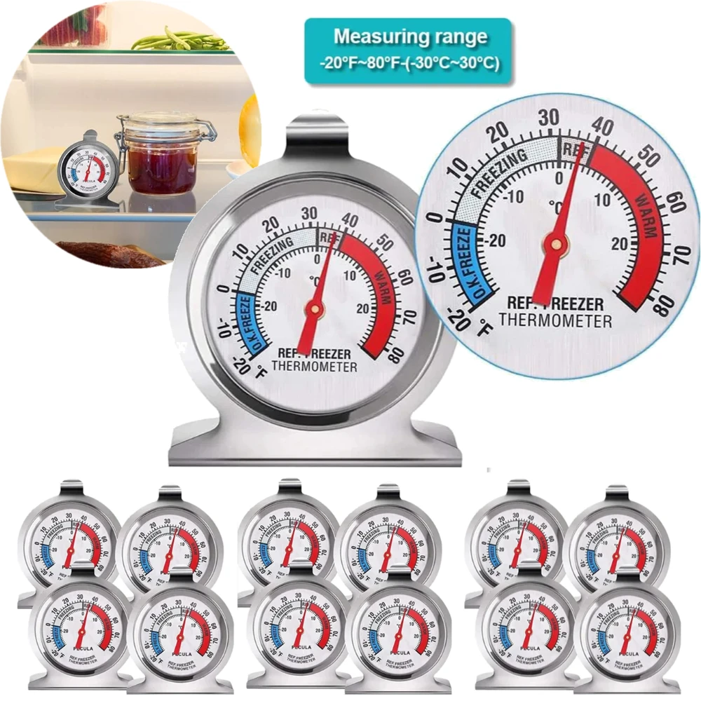 2 Pack Refrigerator Thermometer -20-80°F Classic Fridge Thermometer Large Dial with Red Indicator Thermometer for Freezer Cooler