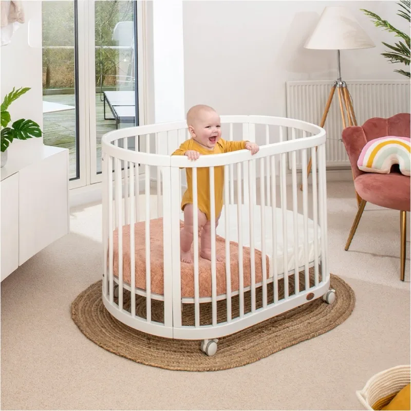 Standard Multifunctional Solid Wood Oval Bed with Wheels