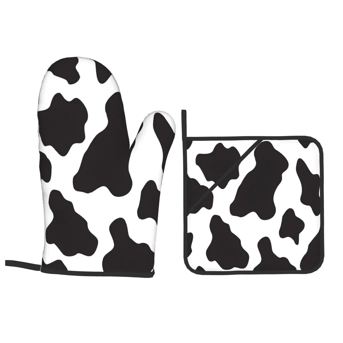 Cow Animal Print Cowboy Country Ranch Oven Mitts and Pot Holder Sets of 4 for Baking Cooking BBQ Resistant Non-Slip Gloves