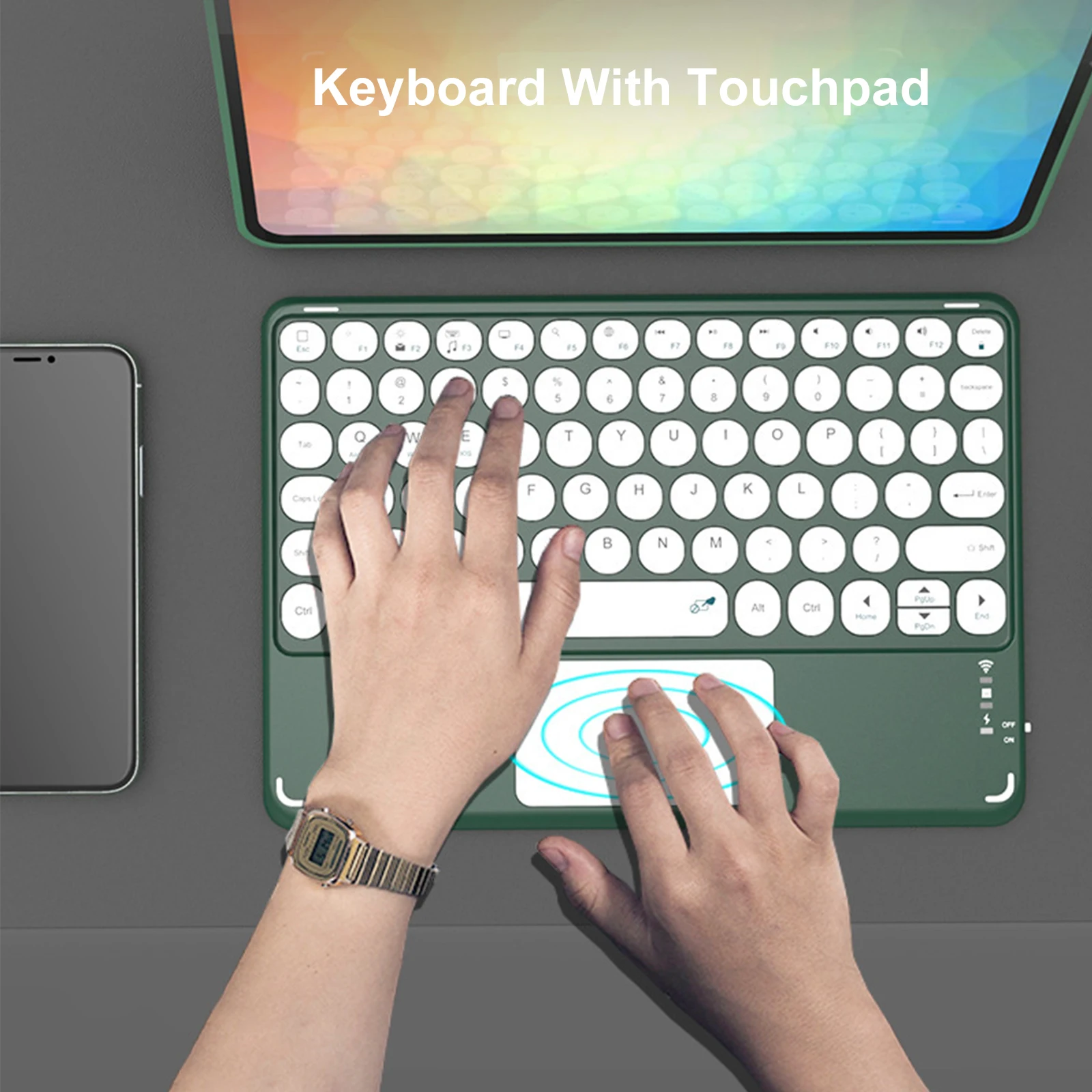 Combo de Teclado e Mouse sem Fio Bluetooth, Teclado para iPad, Touchpad, Xiaomi, Samsung Tab, Tablet, Android, IOS, Windows