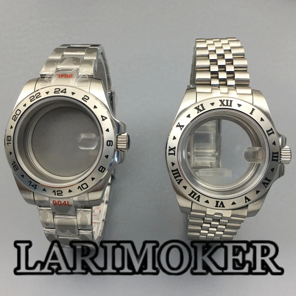 

LARIMKOER 40.5MM 24-hour Fixed Bezel Stainless Steel Case Strap Sapphire Fit NH34 NH35 NH36 ETA2824 PT5000 Miyota DG2813Movement
