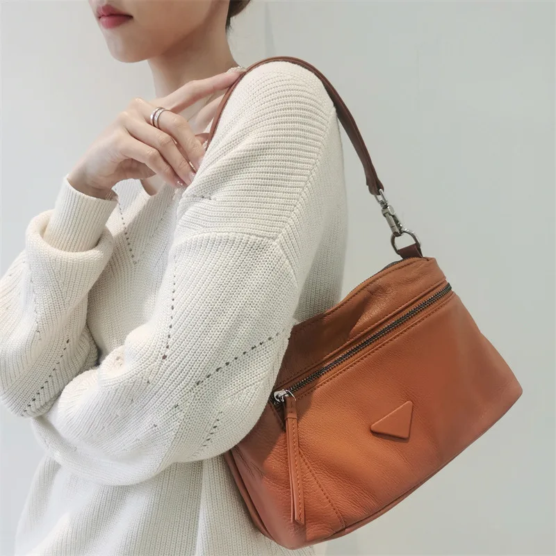 

Multiple-Pocket Zip Shoulder Crossbody Underarm Bag Female Messenger Bag Women Genuine Leather Handbags High Quality Sac a Main