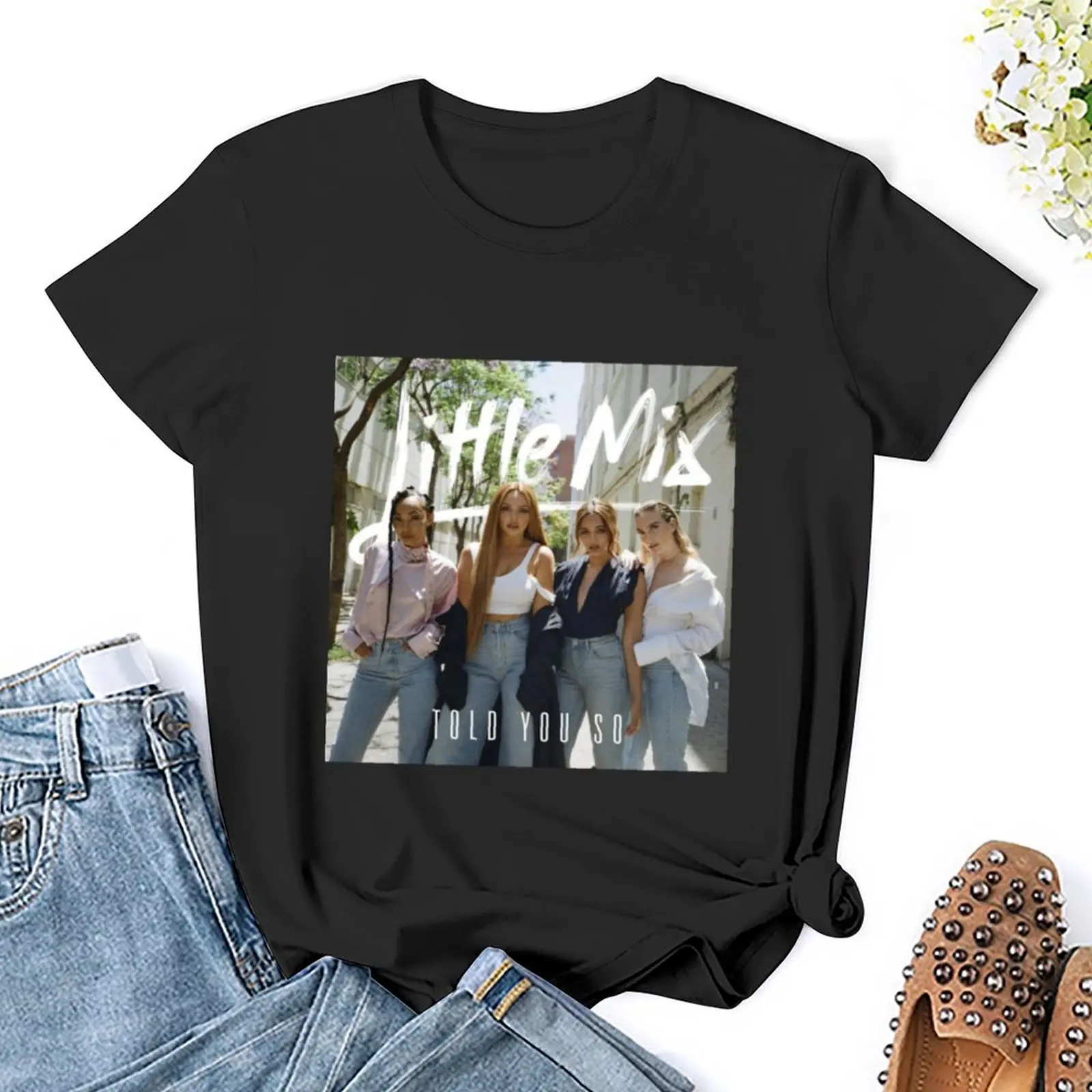 Little Mix Cute T-Shirt para Meninas, Roupas Kawaii, Camisa Animal Print para Mulheres, Roupas de verão, Moda