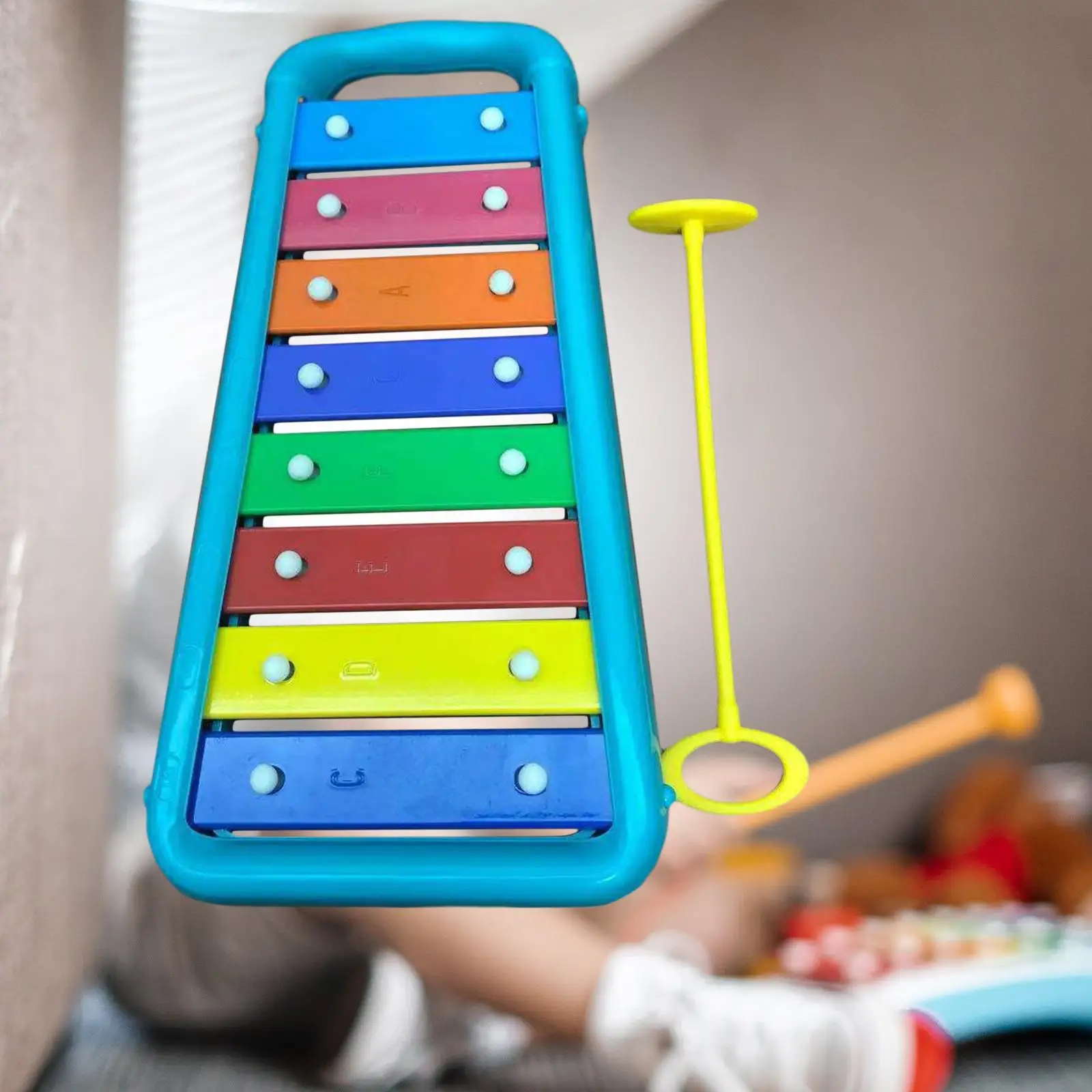 Glockenspiel Xylophone مع حقيبة ، أداة مضبوطة ، ألعاب سحق ، سطح ناعم ، تعليم الموسيقى ، 8 ملاحظات ، 1 سنة ، 2 سنة ، 3 سنوات