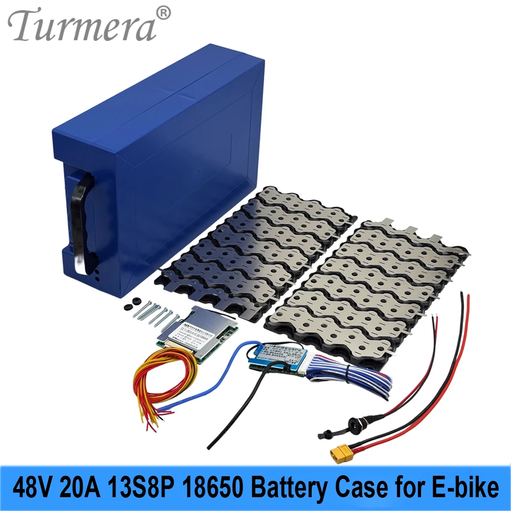 48V 20Ah 13S8P 18650 E-bike Battery DIY Kit with Holder Nickel 15A/25A/30A Common Port BMS Empty Battery Box, NO 18650 Cells