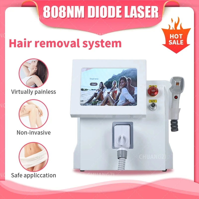 Portable 808 Diode Laser Hair Removal Machine 3 wavelengths Painless Beautiful Whole Body Skin Rejuvenation Hair Removal