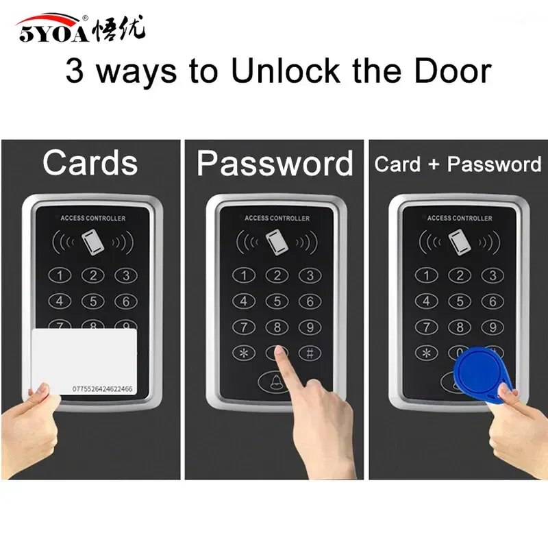 5YOA RFID التحكم في الوصول لوحة المفاتيح 125 كيلو هرتز EM قارئ بطاقات 1000 مستخدم نظام التحكم في الوصول إلى الباب قفل الباب فتاحة نظام لوحة المفاتيح