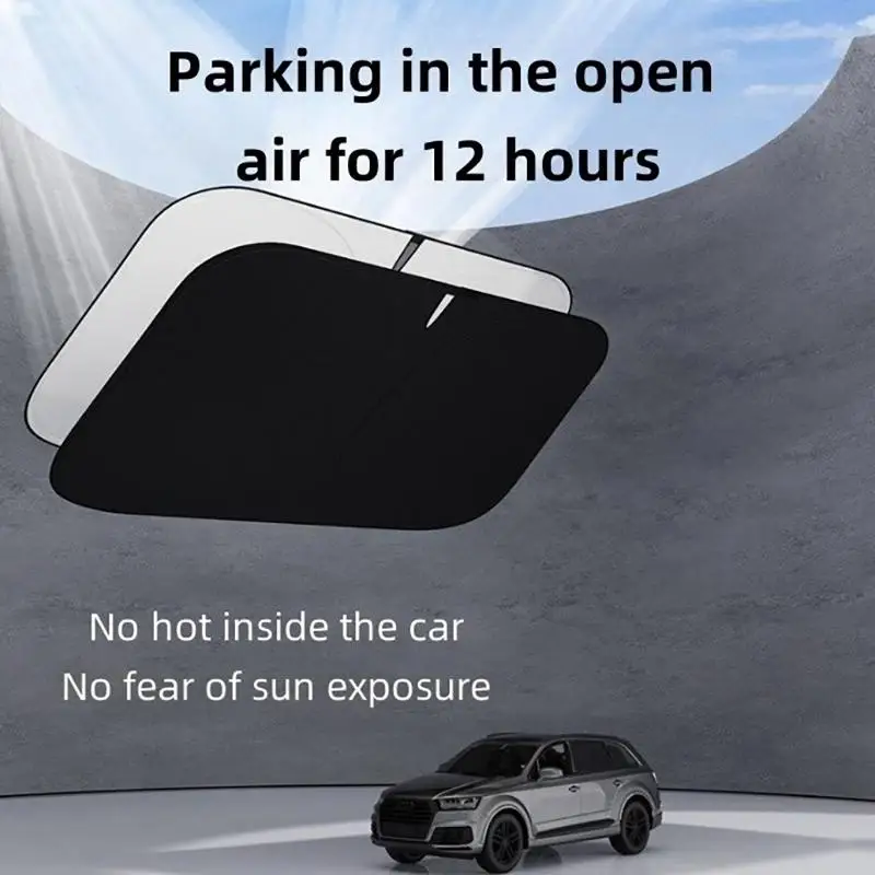 Auto-Windschutzscheiben-Sonnenschutz, faltbar, keine Werkzeuge erforderlich, hitzebeständig, UV-Schutz für Parkplätze im Freien, die meisten Fahrzeuge, Autozubehör – Detail 16