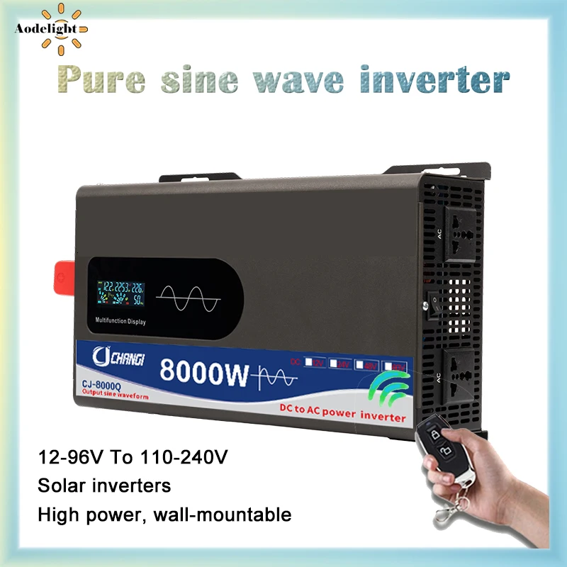 Pure Sine Wave Inverter 12v 220v 8000W High Power 12V 24V 48V 60V 72V 96V Converter Solar Car Inverters Off Grid Wall-mounted