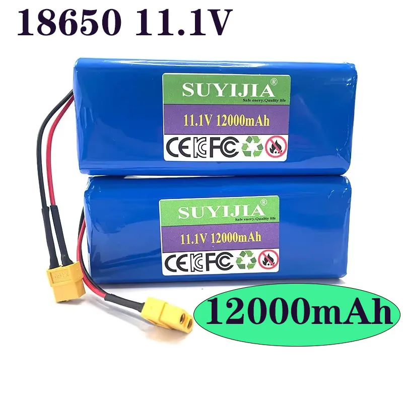 18650 11.1V 12V 12000mAh 3S4P Lithium Ion  Battery Pack with BMS for Bait Boat Backup Power Supply CCTV Camera Speaker