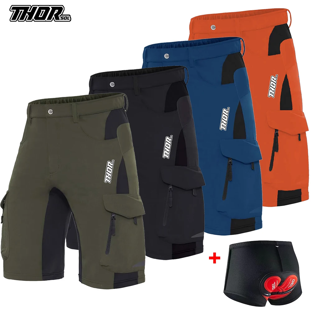 

Mens MTB Downhill Shorts THORSOL Cycling Cargo Shorts Road Riding Trousers Bicycle Enduro Mountain Bike Bottoms Bicycle Culottes