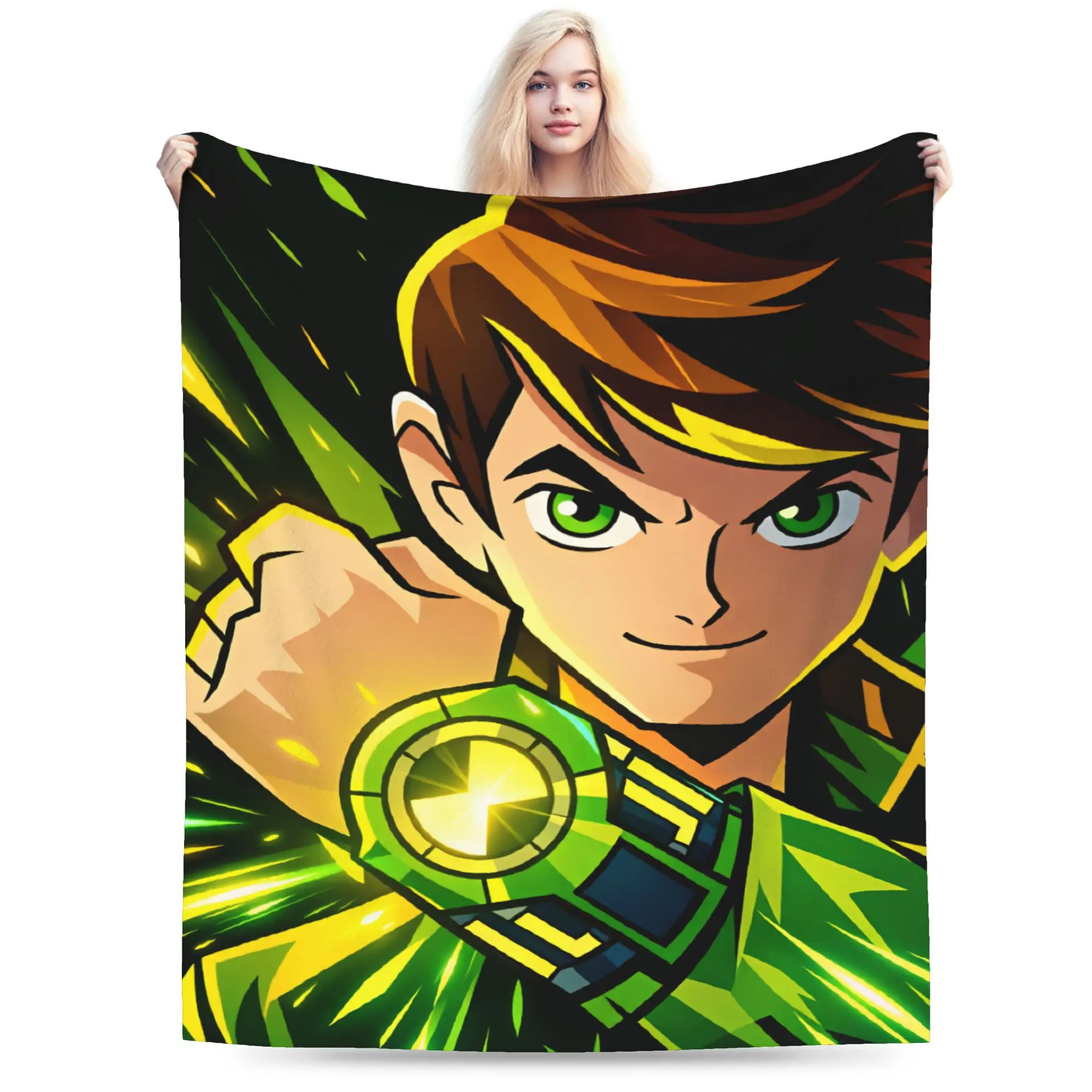 Soft Cozy Throw Blanket Travel Car Ben 10 Cartoon Blanket  Flannel Bedspread For Home Decor Novelty Sofa Bed Cover