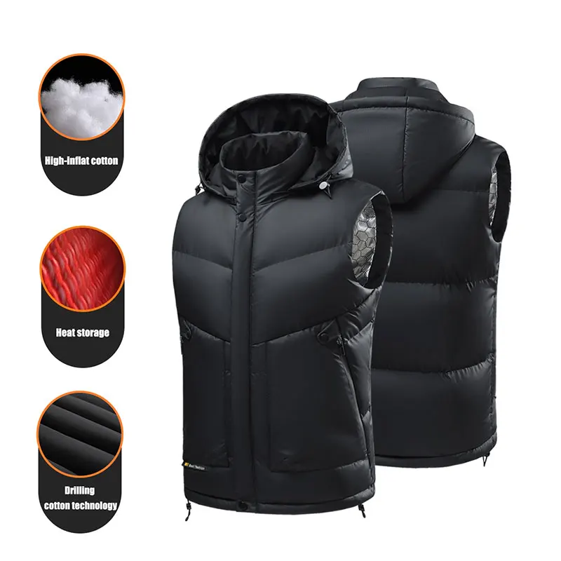 

Уличный жилет для мужчин, спортивный водонепроницаемый толстый жилет со съемными карманами, графеновое утолщенное теплое зимнее хлопковое пальто без рукавов