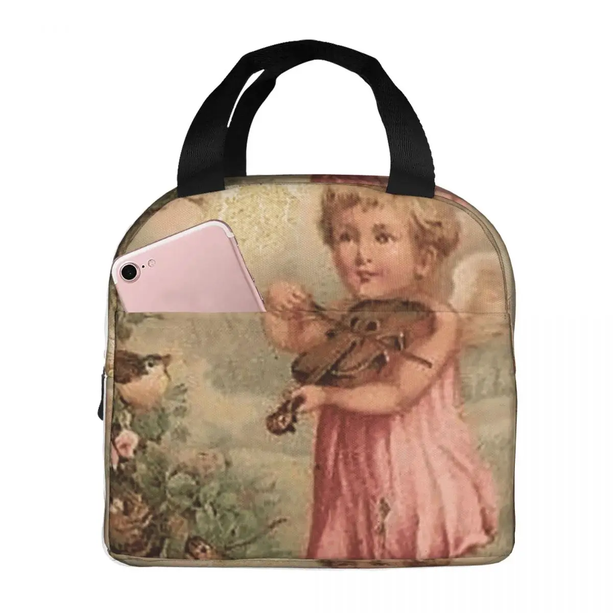 Victorian Angel Insulated Lunch Bags for School Office Vintage Angel Leakproof Thermal Cooler Bento Box