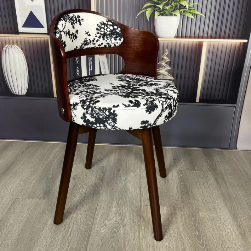 

‌Antique Wooden Dining Chair, Swivel Study Desk Chair,Non-Slip Balcony Stool, Adjustable Backrest Computer Chair for Home Office