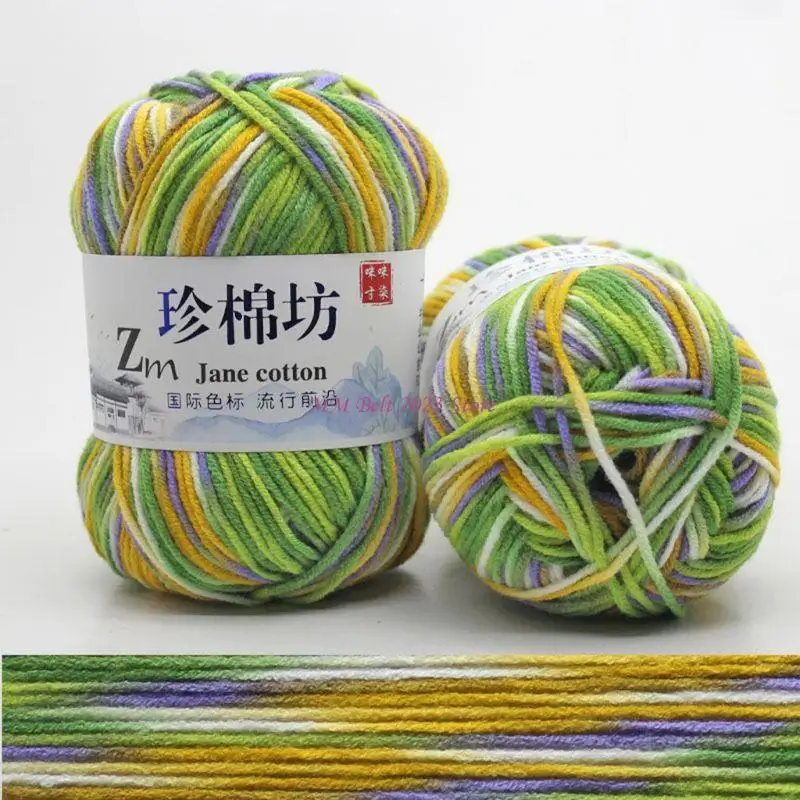 

49ME 50g/Ball Milk Cotton Hand Knitting Yarn Tie Dyed Ombre Colorful Crochet Thread