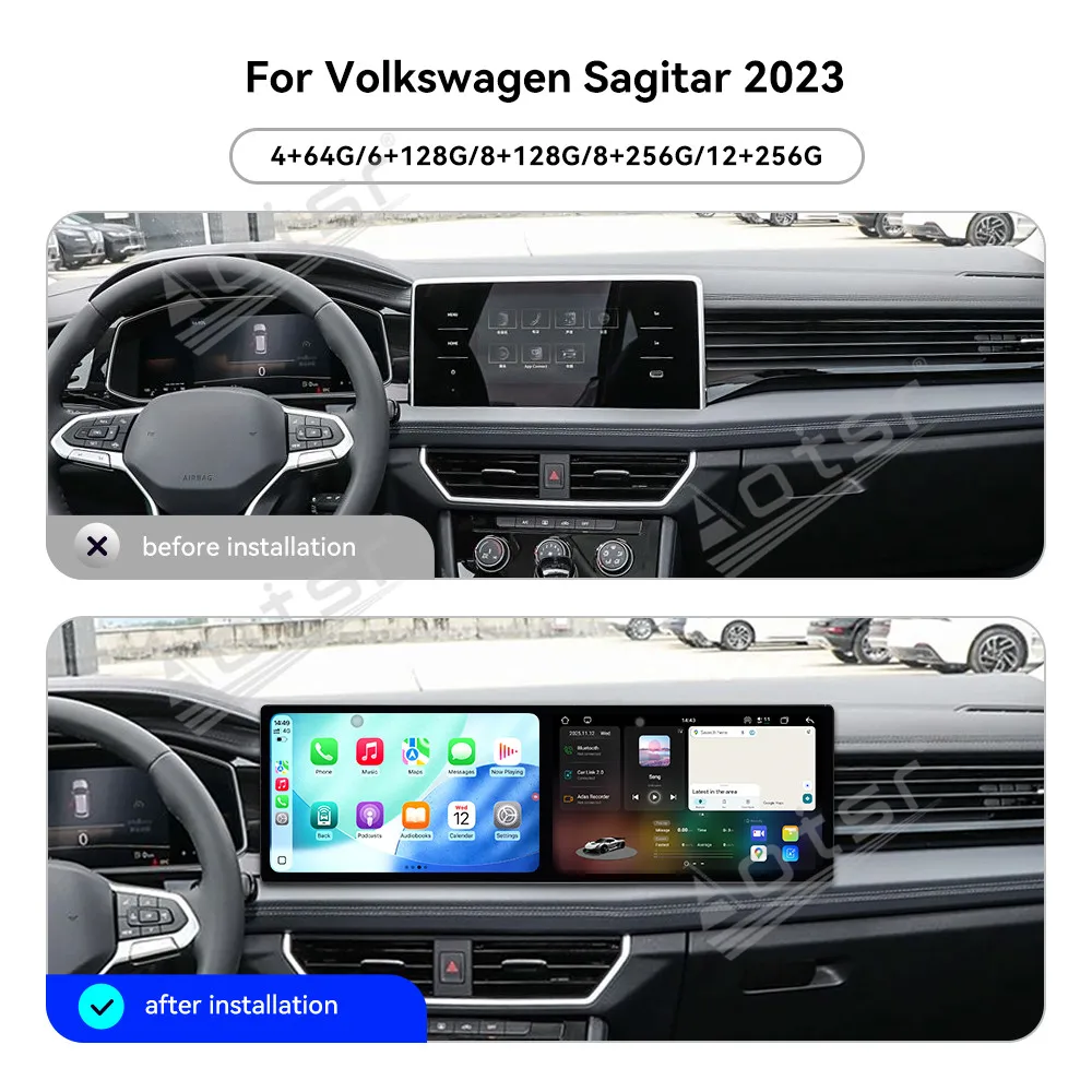 

Wireless Carplay Dual-Screen 10.1-inch Car Radio For Volkswagen Sagitar 2023 Car Multimedia Video Player GPS Navigation Unit 4G