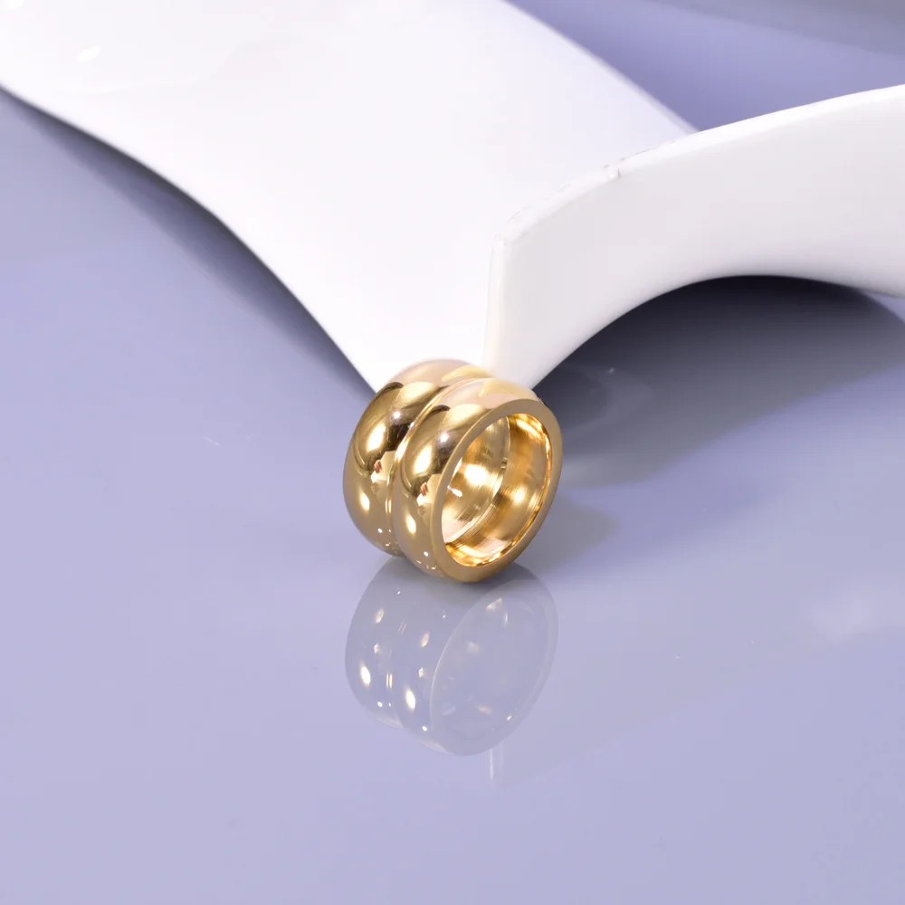 J100 European and American popular simple double-ring stainless steel women's jewelry