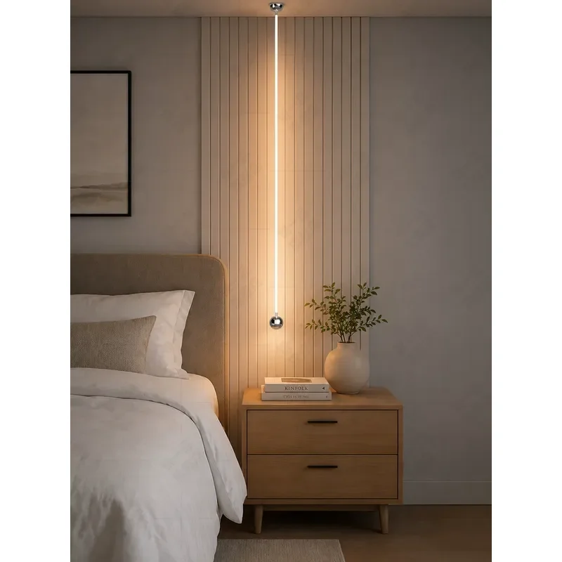 Art Luminous Line Chandelier Nordic Minimalist Living Room Hallway Bedside Table 360 Degree Luminous Touch Switch