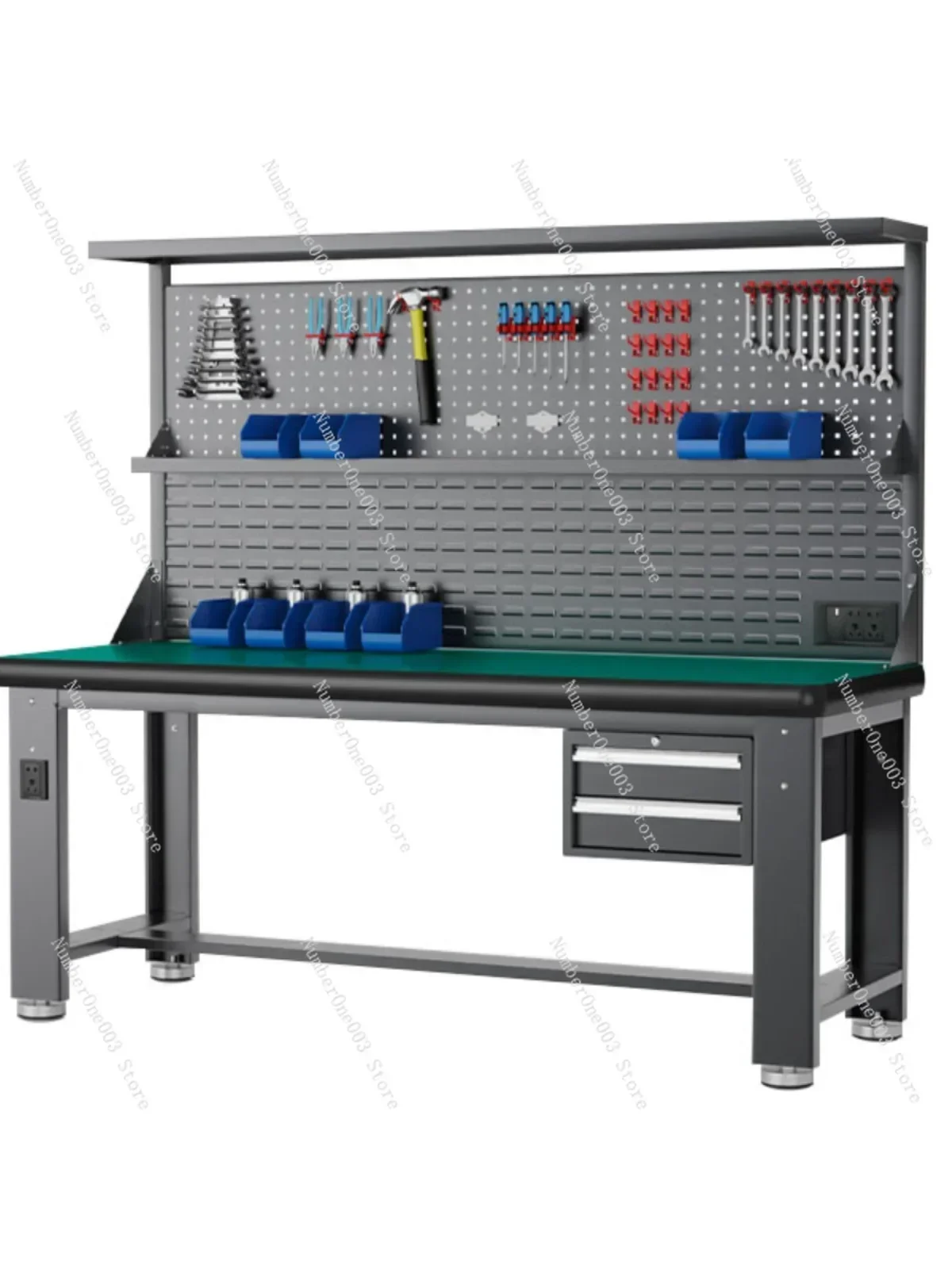 Heavy-duty anti-static workbench Stainless steel fitter bench Tool workshop Repair console Laboratory table with light