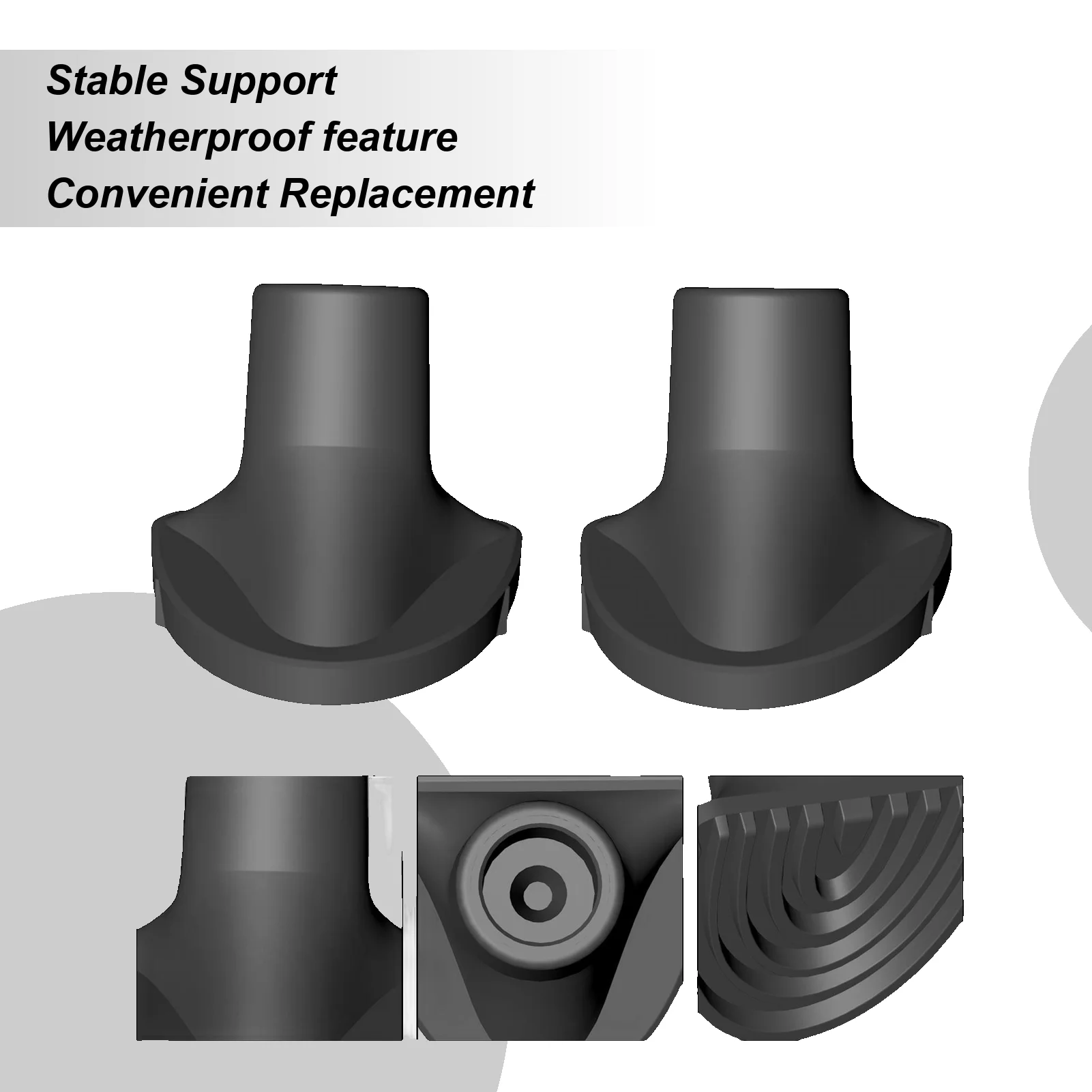 2pcs Black Golf Bag Stand Rubber Feet Replacement Pad Rubber Golfs Bag Stand Mats Durable For Outdoor Golf Bag Feet Attachment