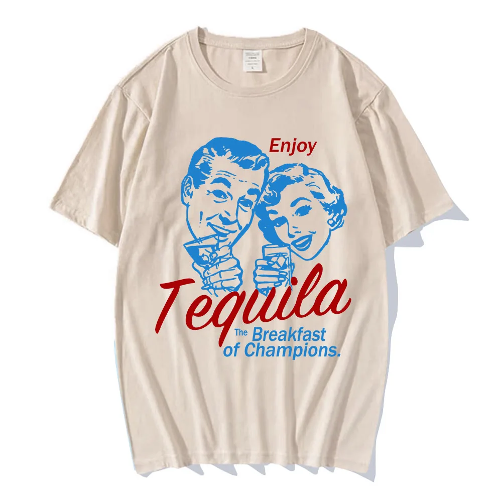 Enjoy Tequila Retro Graphic Tees Men/Women Cute Funny Alcohol Drinking T-Shirts Vintage Fashion T Shirts Cotton Unisex Clothing