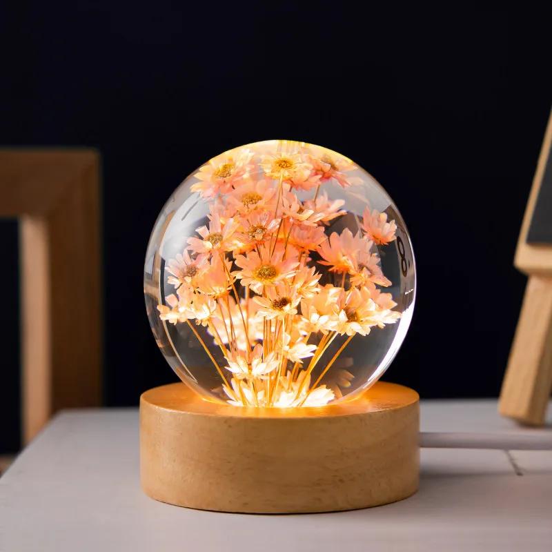 Durchmesser 5cm Blumen organismus Harz Ball Tisch Licht creactive Kunst Dekoration Lampe Löwenzahn Thema Nachtlicht USB-Ladung