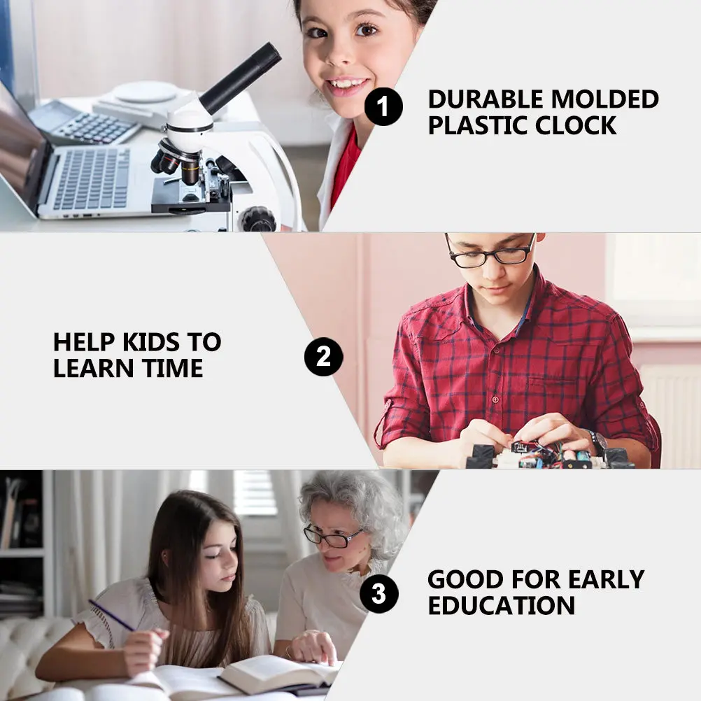 Learn to Tell Time Clock 24 Hour Plastic Educational Teaching Aid Early Learning Time Reading Tool for Kids Classroom Use