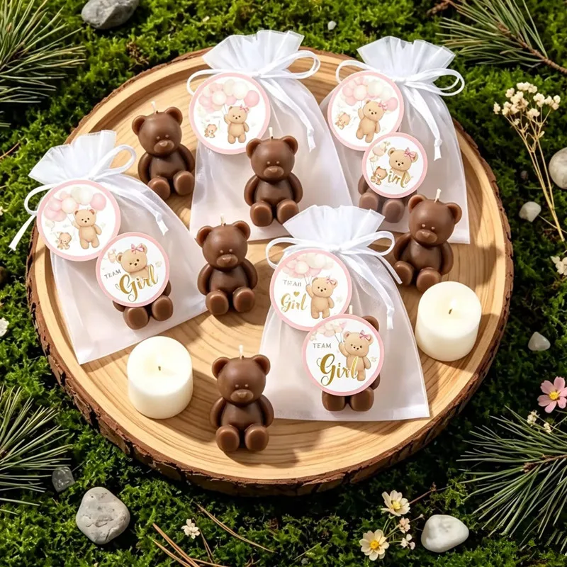 12PCS Coffee Bear Candle Party Favors, Cute Guest Gifts for Party Planners, Baby Shower, Birthday Party Favors